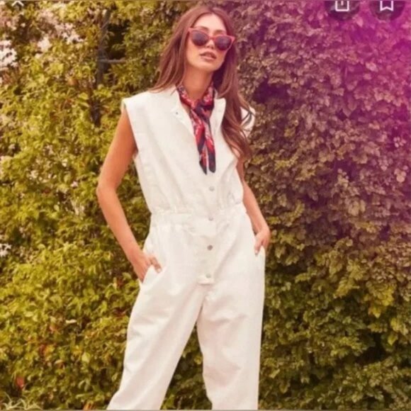 Blank NYC White Denim Jumpsuit Size M NWT - Picture 6 of 6